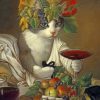 Cat Drinking Wine Paint by numbers