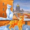 Cats In Snow Paint by numbers