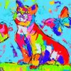 Colorful Cat And Butterflies Paint by numbers