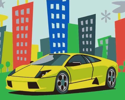 Green Lamborghini Car Paint by numbers