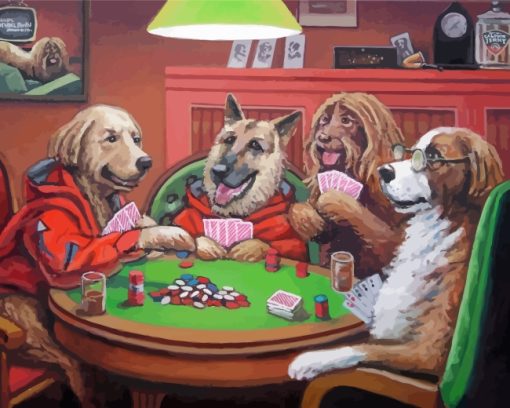 Dogs Playing Cards Paint by numbers