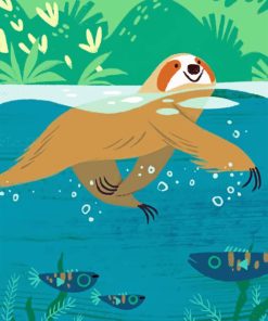 swimming-sloth-paint-by-number